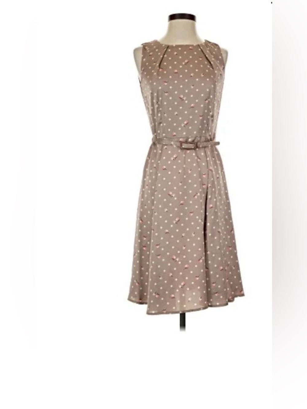 LAST CHANCE TODAY 🤍Taupe Polka Dot Belted Halter Dress - Women